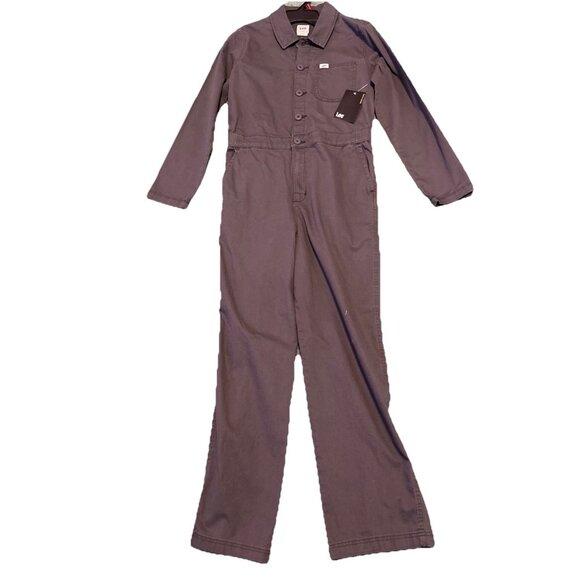 Lee Heritage Coverall Women’s Small Dark Muted Gray Button-Up Jumpsuit - Picture 2 of 11
